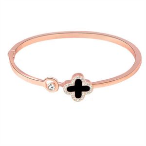 Bijoux simple bracelet de mode trèfle porte-bonheur bracelet en alliage pour femmes bracelets en fil d'or rose bangles207m