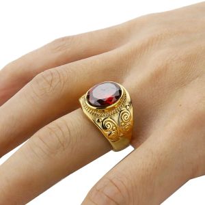 Joyería Simple Oval Ojo de Tigre Anillo de Plata Para Hombres 14 K Oro de Moda Rojo CZ Anillos de Boda de Oro Joyería de Las Mujeres