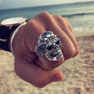 Bijoux crâne anneau homme rock gothique punk bijoux ring