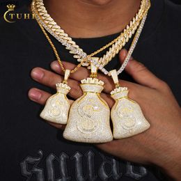 Bijoux fournisseur de bourse Hip Hop Mens Luxury 925 VV VV VVS Moisanite Diamond Iced Out Money Bag Pendant