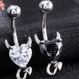 Joyería anillos de ombligo de acero inoxidable corazón arena diablo campana botón anillos para mujer fashion310F