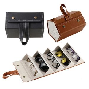 Sieradenstandaard 1 pc 5 slots opvouwbare pu lederen zonnebrillen bril door reisorganisator kast