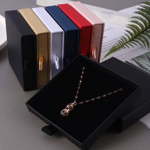 Jewelry Stand 1Pc Thick Kraft Paper Drawer Box Greeting Card for Necklace Bracelet Ring Gift Display Case Packaging Boxes Cardboard 230517