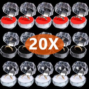 Sieradenstand 20 stks acryl kristallen ring oorbel opslag display dozen Organisator Case Clear Wedding Pakketvak voor verpakking 230517