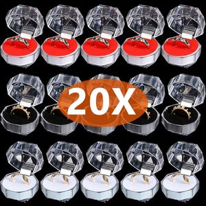 Sieradenstandaard 20 STKS Acryl Kristallen Ring Oorbel Opslag Displaydozen Organizer Case Helder Bruiloft Pakketdoos voor Verpakking 231025