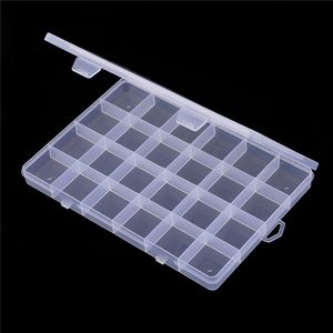 Jewelry Stand 24Grids Plastic Storage Box Compartment Adjustable Container for Beads earring box jewelry rectangle Case 230517
