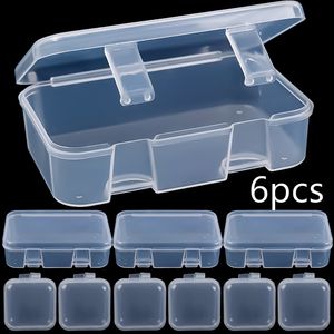 Sieraden staan ​​6x grote en kleine, doorzichtige plastic opbergdooscontainers met deksels lege scharnierende dozen voor bankkaart kralen DIY 230517