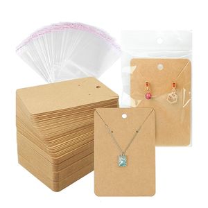 Sieraden Stand Earring Cards ketting display met zakken 50 stks 50 stks zelfseale kraft papieren tags voor DIY 230517