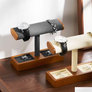 Sieradenstandaard Sieradenstandaard Oir Houten Massief Houten T-vormig display voor horloge-organizer Tshape Drop Delivery Sieraden Sieradenverpakking Di Dhztw