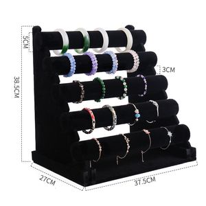 Sieradenstandaard Groot Fluweel Grijs/Zwart 5 Tiers/Lagen Armband Plank Display Rack Winkel Gewijd High-end Swing Support Stall 230727