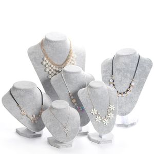 Présentoir à bijoux Modèle Buste Show Exposant 6 Options Présentoir à bijoux en velours gris pour femme Colliers Pendentifs Mannequin Présentoir à bijoux Organisateur 230728