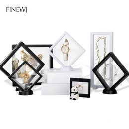 Bijoux Stand PE Film Boîte De Rangement 3D Emballage Cas Gemme Sans Cadre Flottant Membrane Anneau Boucles D'oreilles Collier Présentoir 230517