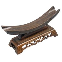 Bijoux Stand Santalwood Scarved Ivory Bracket Horn Corne Plateau d'épée en bois Cadre d'affichage Crescent Collection Exposition Q240506