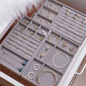 Sieradenstandaard Velvet Box Organizer Diy Earring Ring Display Display Display Portable Storage Case 230517