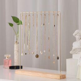 Sieraden Stand Houten Goud Metaal 10 Haken Armbanden Kettingen Sieraden Stad Ketting Organisator Display Sieraden Houder 230727