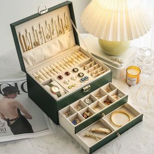 Boîte de rangement de bijoux haut de gamme exquis collier boucles d'oreilles bijoux en or boîte à bijoux grande capacité multi-couche tiroir clip
