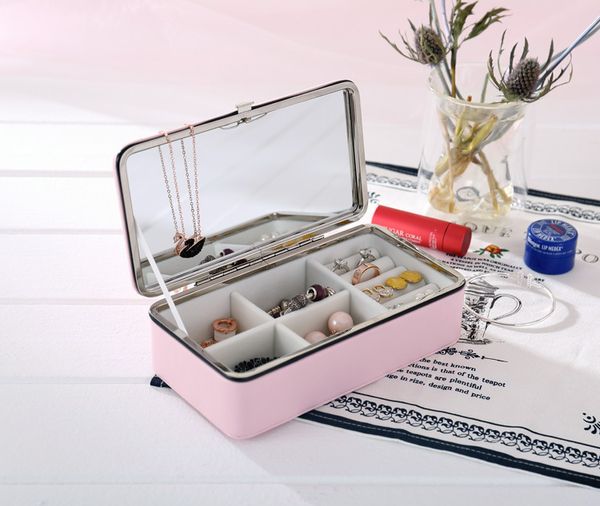Boîte de rangement de bijoux boîte à bijoux en PU boucles d'oreilles portables bague boîte à bijoux en gros 18.2*10.2*5.6 cm haute qualité 2019 plus récent livraison gratuite