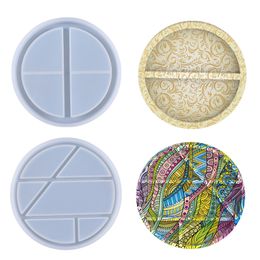 Bandejas de silicona para almacenamiento de joyas, moldes de forma redonda con múltiples ranuras, molde de resina epoxi, herramientas para hacer joyería artesanal, plato