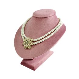 Bijouterie rose velours portrait cou bijoux exposition stand pendant bing coun compteur de vente au détail d'organisateurs de cabinet d'affichage