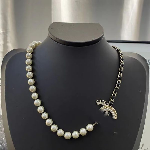 Bijoux Style Diamonds Pearl Pendant Collier French Brand C Colliers de mode Designers Jewelry Womens