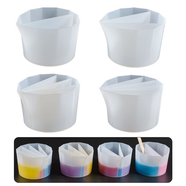 Outils de bijoux, tasse fendue en Silicone réutilisable pour peinture acrylique, coulée de résine, bricolage, ensemble multi-canaux, accessoires de dessin d'art fluide