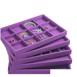 Plateau à bijoux emballage haut de gamme violet Veet boîte d'affichage anneaux collier boucle d'oreille Bracelets organisateur 0Fur9 livraison directe Otrpy