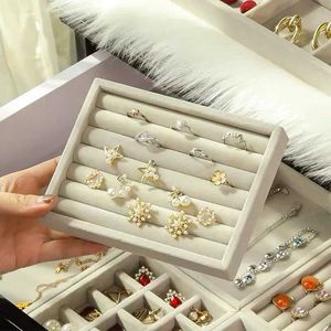 Sieradenlade zacht fluweel sieraden display lade ring oorbellen organisator houder rek showcase bord mode Jewellry opslag stapelbare doos kist
