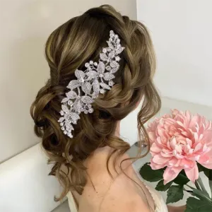 Sieraden Treazy Vintage Long Floral Bridal Hair Combs for Women Headwar Rhinestone Crystal Big Wedding Tiara Brides Hair Accessoires