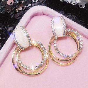 Jewelry Water Diamond Drip Oil Circle Personalized Exaggerated Earrings Female