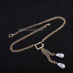 Sieraden Bruiloft Ketting Parel Kristal Klassieke Hanger Ketting Voor Vrouwen Ketting Goud Luxe Kettingen Verjaardag Jubileum Gift226P