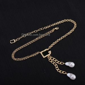 Sieraden Bruiloft Ketting Parel Kristal Klassieke Hanger Ketting Voor Vrouwen Ketting Goud Luxe Kettingen Verjaardag Verjaardag Gift312B