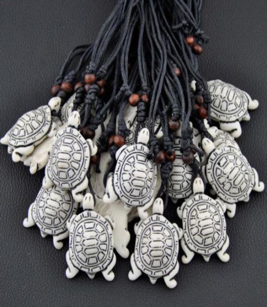 Bijoux entiers 12 pièces par lot pour hommes et femmes, os de yak sculpté, jolies tortues de mer blanches, pendentifs, colliers, cadeaux, MN3306183837
