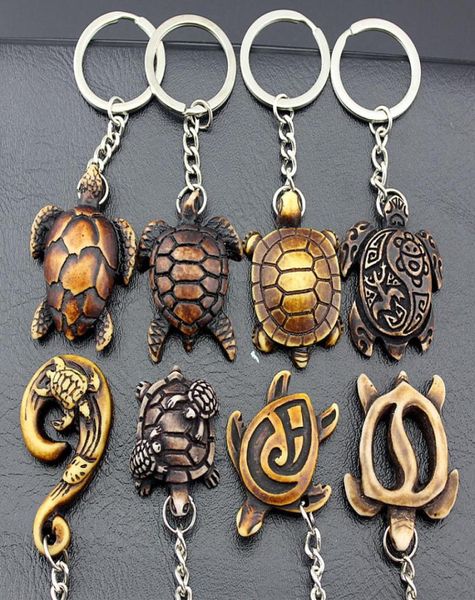 Joyas enteras de 20 piezas geniales tortugas de margen de surf hawaiano imitación de yak hueso lindo llavero de tortuga anillos de llave para hombres w1478219