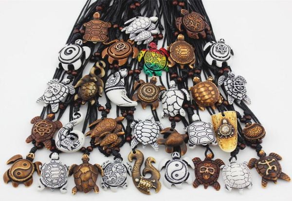 Bijoux lots entiers 32 pièces Multistyles Imitation os de Yak sculpté tortues de mer porte-bonheur pendentifs collier de surf cadeau goutte 9398652