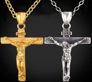 Sieraden Wholecrucifix Solid ketting Men039S 18 Christian Cross Factory Gift Goud God Women Gf Charms Lines Hanger K Fashi4481138