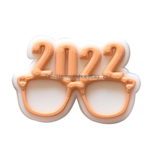 Joyería al por mayor feliz año nuevo año soft pvc accesorios de encanto de la zapata de la zapata de decoración para la pulsera de la cubierta de la pulsera del regalo de la pulsera dhncr