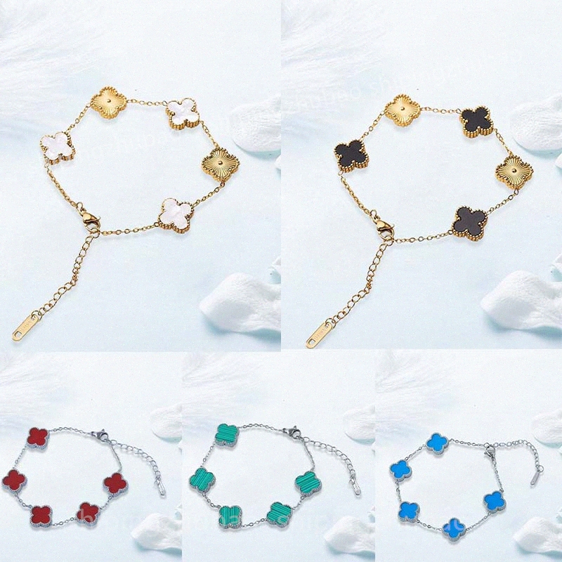 Braccialetti designer di gioielli oro per donne Vanclef Bracciale trifoglio a quattro foglie White Sier Charm Placed Chain Gift Flowerqdtu#