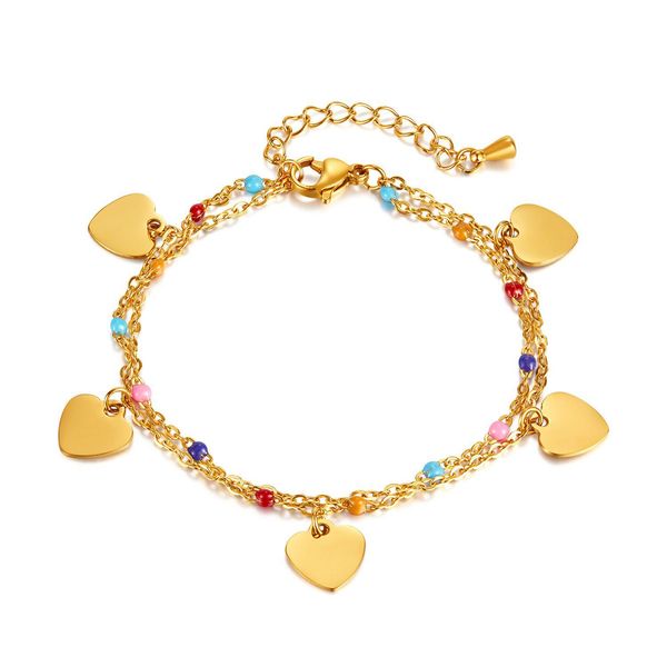 Bijoux Femme En Acier Inoxydable Amour Charme Bracelet Double Couche Mode Chaîne En Or Bracelets Drop Livraison Bébé, Enfants Maternité Accesso Dhf7G