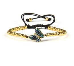 Bijoux Bracelet Femme Clear CZ Apring Shell papillon Bracelet ethnique Bracelet avec des perles en acier inoxydable de 4 mm5022488