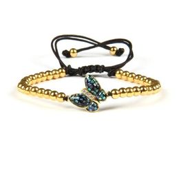 Bijoux femmes Bracelet clair Cz coquille d'ormeau papillon bracelets ethniques Bracelet avec perles en acier inoxydable de 4mm 9168100
