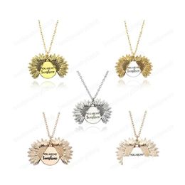 Sieraden vrouwen gouden ketting aangepast je bent mijn zonneschijn open medaillet zonnebloem hanger kettingen bloem kerstcadeau drop levering w dhyej