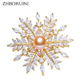 Bijoux ZHBORUINI 2019 bijoux fins nouvelle broche de perle d'eau douce naturelle créative broche de flocon de neige broches perle bijoux femmes accessoires