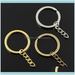 Jewelry10Pcs llavero 3 colores oro bronce Sier Color 30Mm redondo Split Metal Diy cadena anillos venta al por mayor entrega 2021 H27Ps