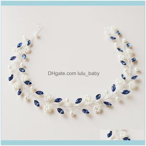 Jewelryarrival Color azul Diademas con diamantes de imitación Bandas nupciales Joyería de boda Aessories Adorno Decoración para la entrega de gotas de cabello 2021 Jxls2