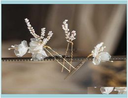 Jewelrybridal bijoux fleur de tête florale Piece de coiffure Perle Coiffes Pins Femme Fille Bridesmaids Hairpin Bride Wedding Aessor9442030