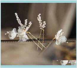 Joyería joya de joyería floral floral pieza tocado de perlas clips de cabello alfileres mujeres damas de honor