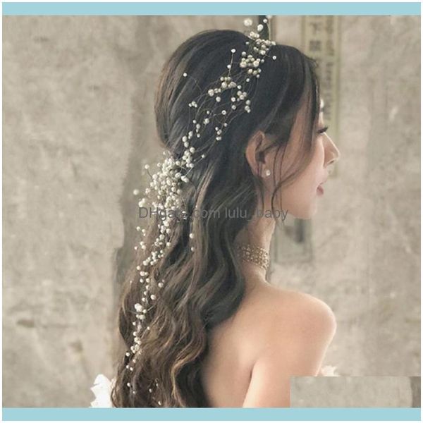 Bijoux mariées Belle Multicouche Perle Noir Fil Cheveux Cerceau Pièce À La Main Bandeau De Mariage Coiffure De Mariée Bijoux Clips Barrettes Dro