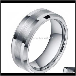 Jewelry Brushed Wedding Band voor Mannen Tungsten Carbide Ring Verlovingsringen Dames Beveled Randen Vinger Sieraden Alianca de Casamento Drop Deliv