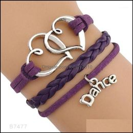 Jewelrydance Danseur Note De Musique Clé De Sol Vague Ballet Coeur Infini Amour Charme Bracelets Violet Femmes Hommes Bijoux Cadeau Custom1 D227n