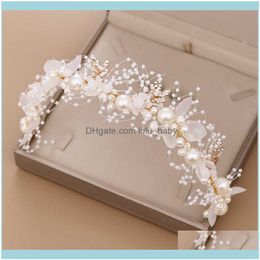 Jewelryelegant Gold Pearl Rhinestone Jewelry for Women Handmade Tiara Bridal Bands Wedding Haar Aessories Gift Headpieces Drop Delivery 2021